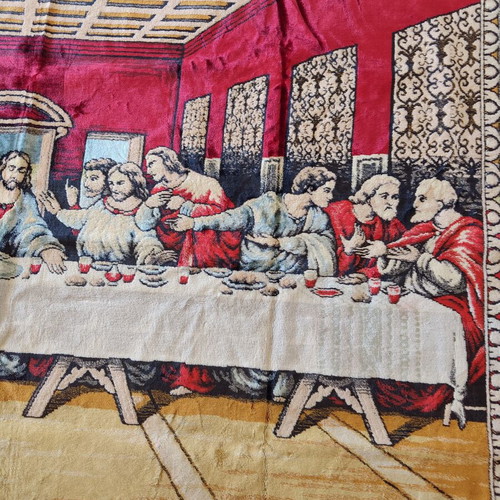 Vintage velvet wall tapestry used, 165 x 125 cm