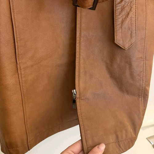 Sarah Lawrence leather coat like new, cognac color