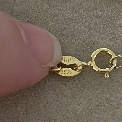 Necklace with 925 gold-plated silver and stainless steel monogram like new