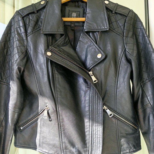 River Island women's leather jacket, black, size M-L