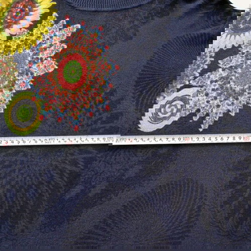 Desigual knitted dress XL like new, blue with colorful mandala patterns