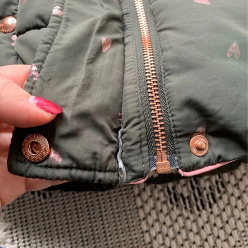 Jules green winter jacket with hood and fleece lining, size 128