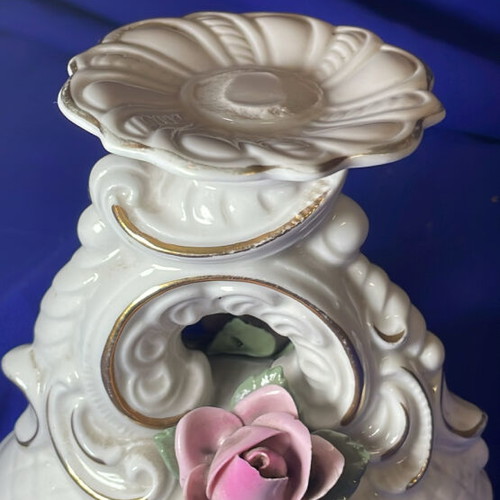 Antique Dresne decorative candle holder handmade porcelain 1970 new