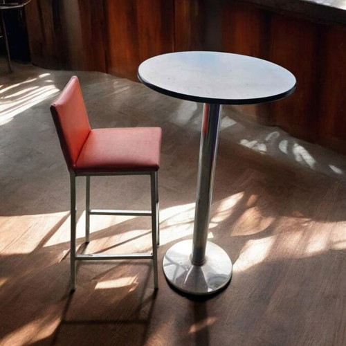 Bar stool metal used, sturdy handmade construction