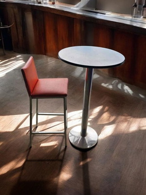 Bar stool metal used, sturdy handmade construction