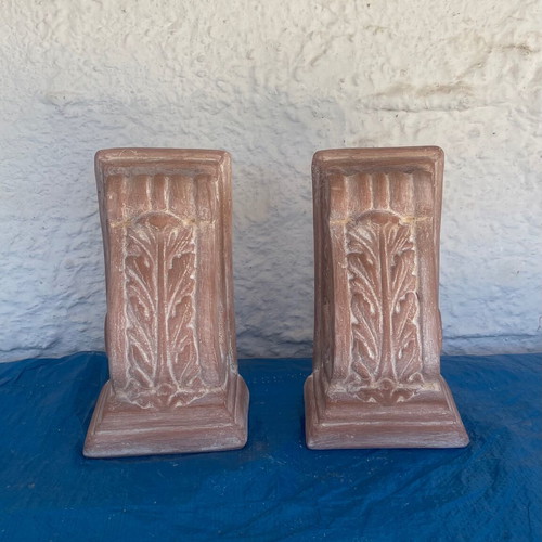 Ceramic bookends pair used with oak branch decoration