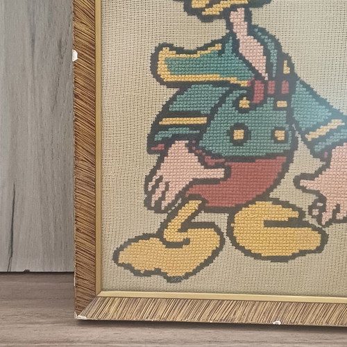Donald Duck vintage handmade embroidered frame used