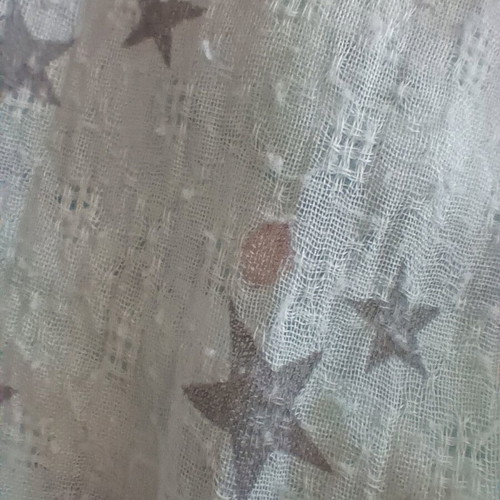 Women’s scarf used, 100% cotton, turquoise with stars