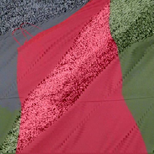 True Violet Midi Dress One Shoulder Ruffle New, Size M, Coral