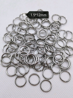 Stainless steel open rings 1.5×12mm, new, pack of 100