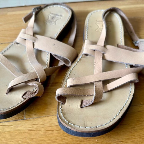 Handmade leather sandals used, size 39-39.5
