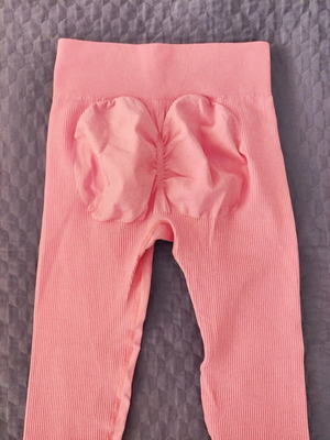 Pink leggings with ruching like new, size M
