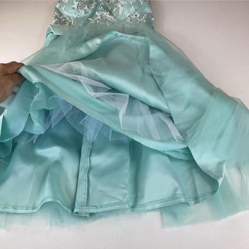 Beaded lace prom party dress turquoise, like new, size M-L