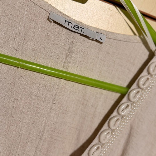 Mat oversized linen kaftan tunic with shells, like new, beige, size L