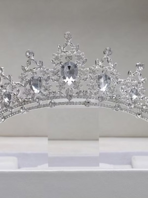 Bridal tiara with crystal rhinestones, silver, unused #94