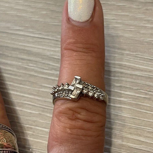 Ring 585 white gold with zircon used, size 56, 3.1 g