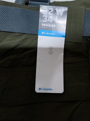 Columbia men's pants new, technical, brown, size 32/34