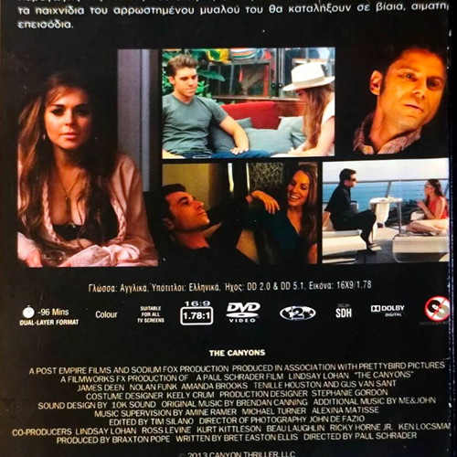 The Canyons DVD drama thriller movie used with subtitles