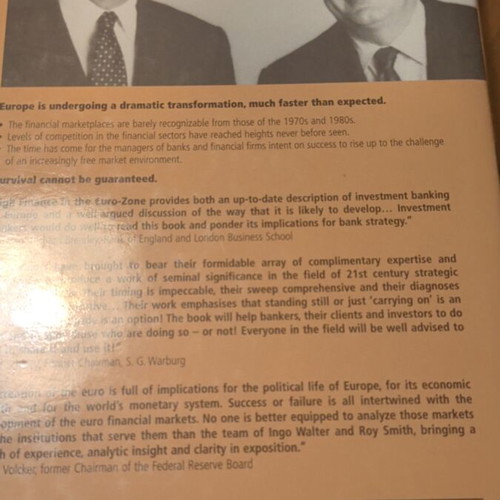 High Finance in the Euro-Zone book like new