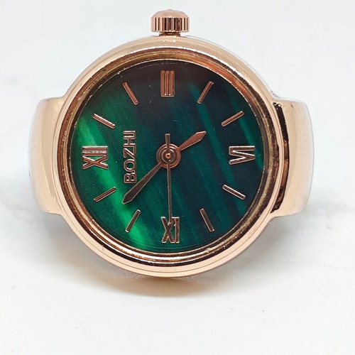 Bozhi Ring Watch with Green Dial and Gold Bracelet new