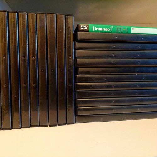 Empty DVD cases used, pack of 22, 10 single and 12 double
