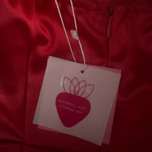 Mini dress red satin strapless new, size S