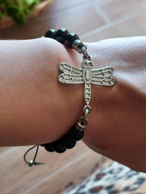 Bracelet with beads and dragonfly charm like new