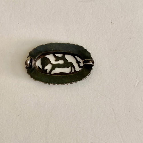 Silver brooch with gold and marcasites