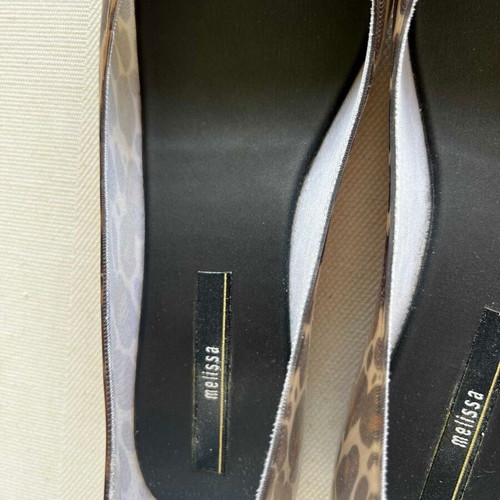 Melissa Ultragirl ballet flats used, beige leopard transparent pvc