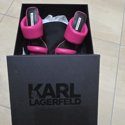 Karl Lagerfeld Ikon Heel Padded 2-Strap Sandal size 37 like new, pink