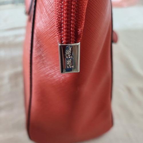 Folli Follie Ladies Handbag used, burnt orange with flower fastening