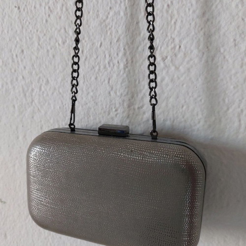 Evening shoulder bag two-tone new with chain and snakeprint texture