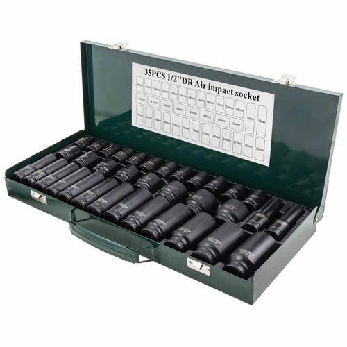 RockForce 35-Piece Impact Socket Set 1/2 (8-32 mm) New