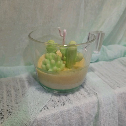 Handmade soy candle with green forest scent new