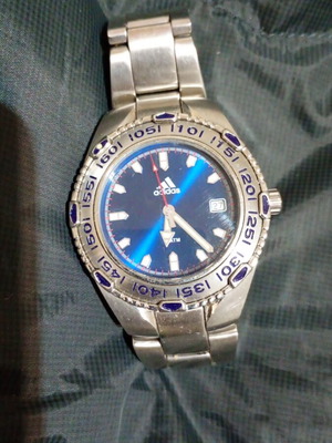 Adidas men's watch used, blue and silver