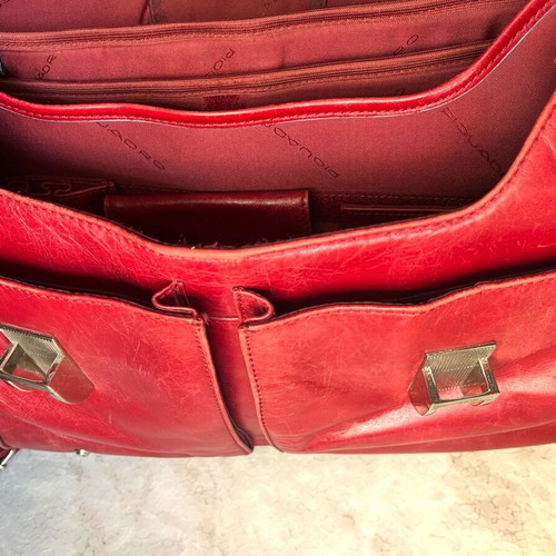 Piquadro leather briefcase for 15.6-inch laptop, like new, red