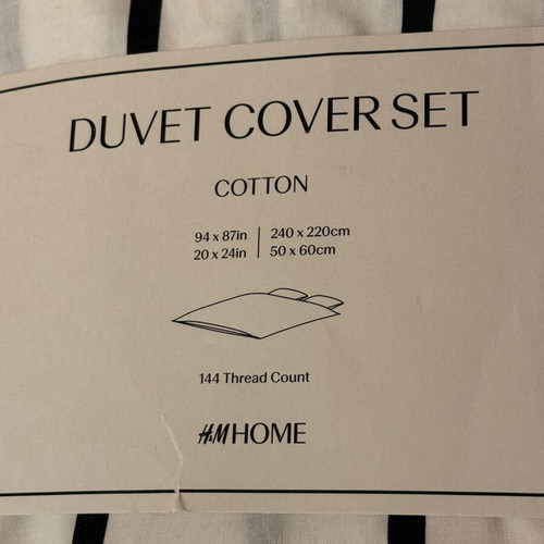 H&M Home cotton duvet cover set 240x220 cm and fitted sheet 180x200 cm