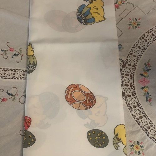 Easter tablecloth round new, polyester 1.40x1.40 m
