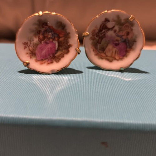 Limoges porcelain used, two vintage miniature plates