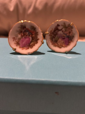 Limoges porcelain used, two vintage miniature plates