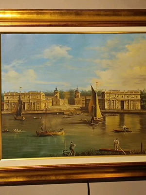 Πίνακας σαν καινούργιος 68x78 εκ. με κορνίζα από ξύλο μασίφ