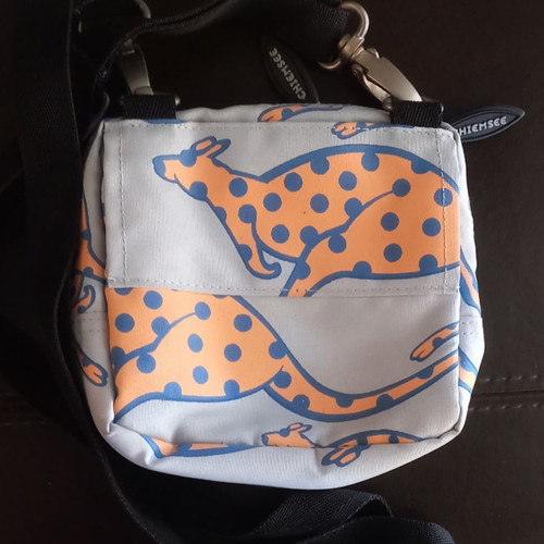 Chimney crossbody bag used, waterproof fabric, blue multicolor