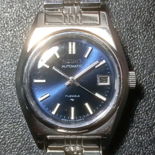 Seiko γυναικείο αυτόματο ρολόι vintage με μπλε καντράν και ατσάλινο μπρασελέ μεταχειρισμένο