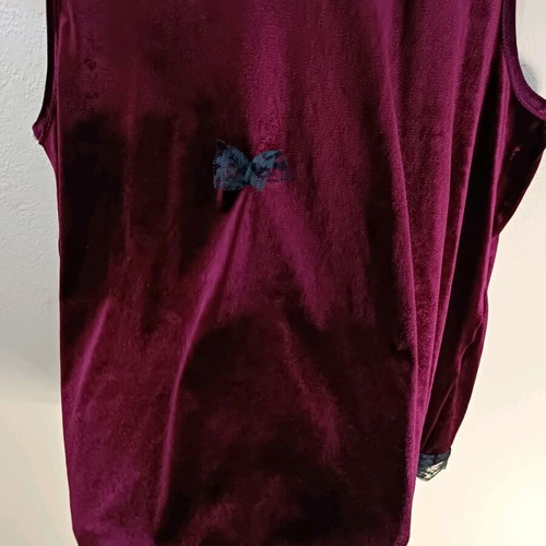 Velvet Top Bordeaux Anel Like New with Lace and Mock Neck