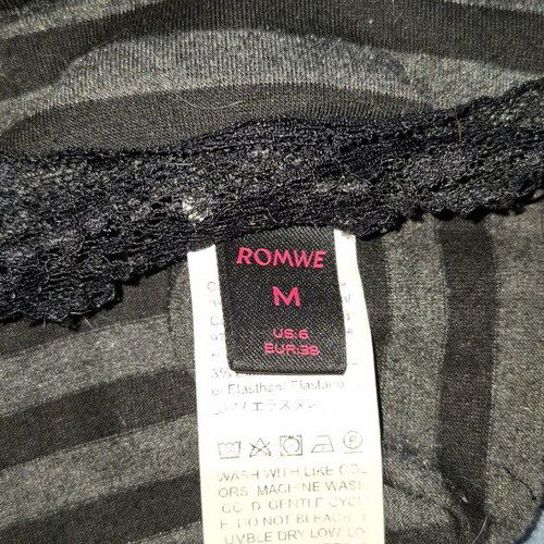 Shein Grunge Crop Top New, Black and Grey, Size M