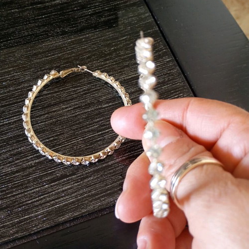 Large hoop earrings with rhinestones like new