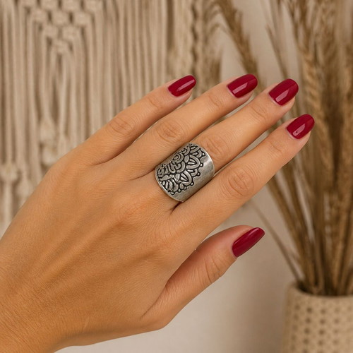 Handmade open ring made of silver-plated brass new, silver