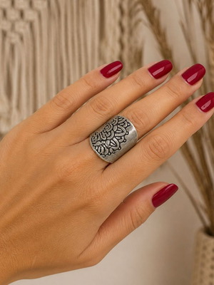Handmade open ring made of silver-plated brass new, silver