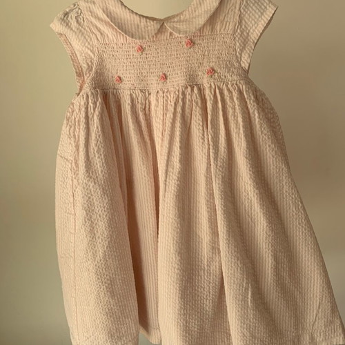 Βρεφικό φορεματάκι Mothercare 12-18 μηνών καινούργιο ροζ ριγέ με τριαντάφυλλα