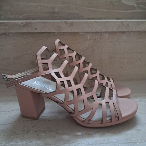 Anastazi Bournazos leather sandals used, size 41, pink, 7 cm heel